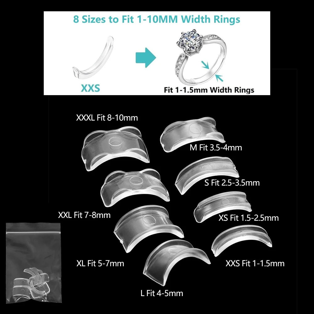 4pcs/lot Transparent Spiral Based Ring Tools Spring Coil Ring Size Adjuster Guard Tightener Reducer Resizing Tool For Jewelry